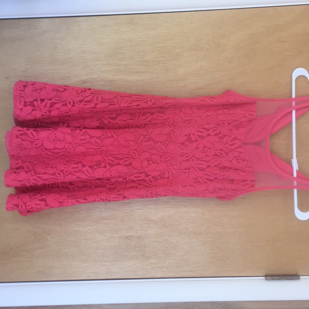 Coral lace dress